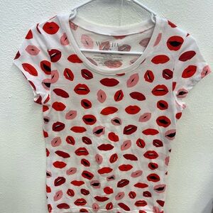 Wildfox Kids' Red and Pink Lip Print Tee